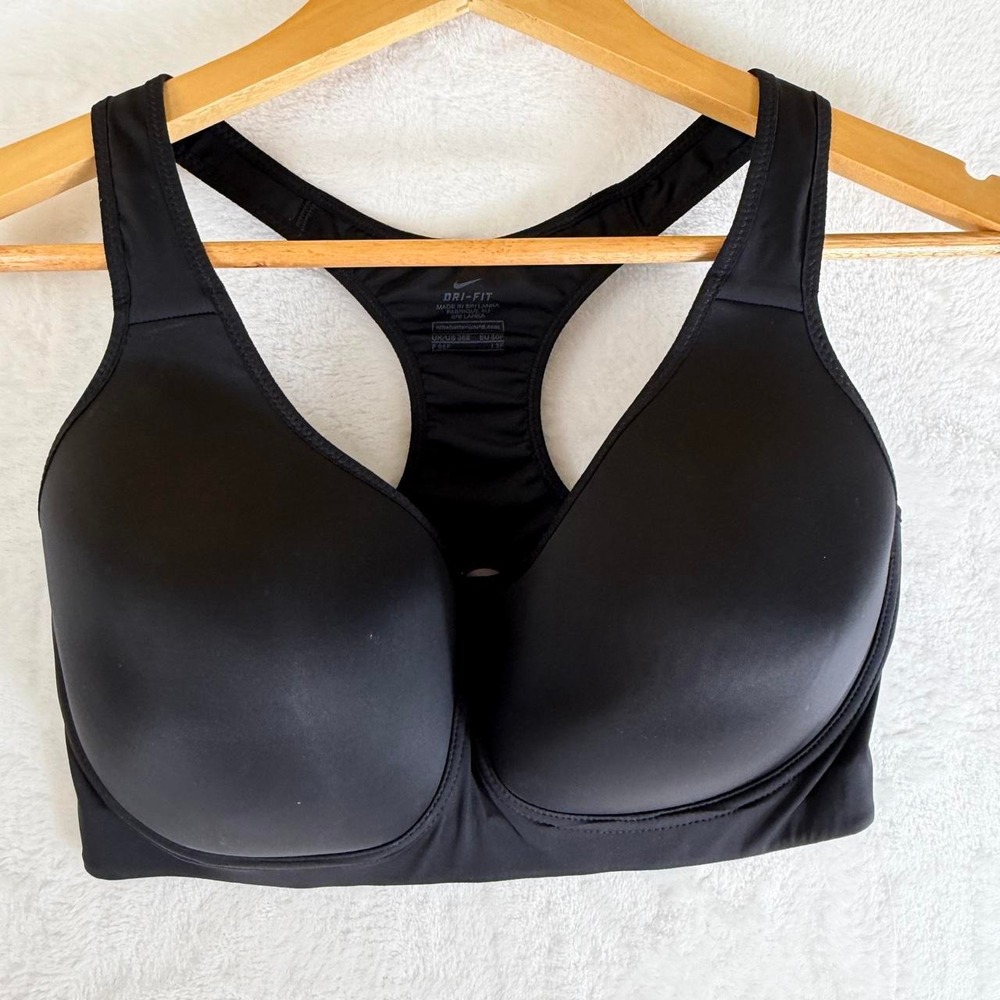 Nike Dri-FIT High Impact Racerback Sports Bra Black Neon Green 38E